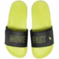 4F Junior Slippers - Black/Green Footwear