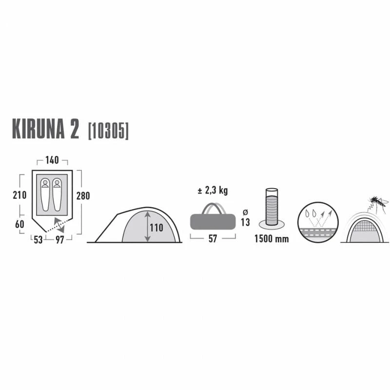 High Peak Kiruna 2 Tent - Blue Tents