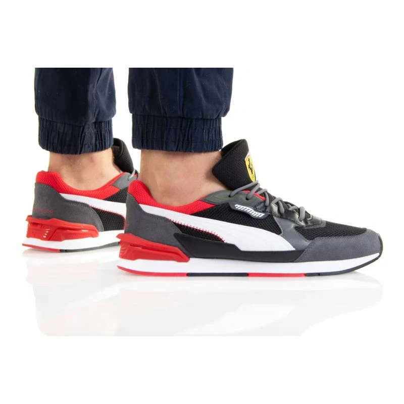 Trainers Puma Mens Ferrari Low Racer Shoes - Black/Gray
