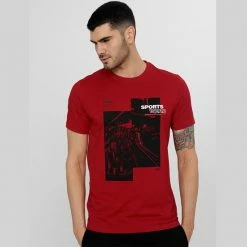 4F Mens Round Neck T-shirt - Red