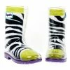 Squelch Wellies Transparent Welly Boots And Sock Package - Neon Zebra